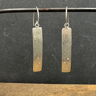 Silver Plaque Earrings with Diamonds