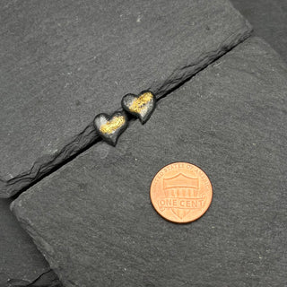 Oxidized Silver and Gold Heart Studs