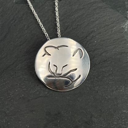 Sleeping Cat Silhouette Pendant