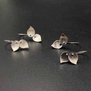 Handmade whimsical botanical sterling silver earrings