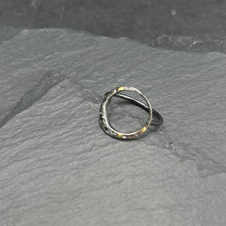 Mahina Crescent Moon Ring with Black Diamonds