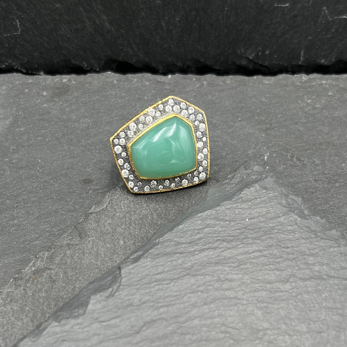 Chrysoprase and Diamond Cocktail Ring