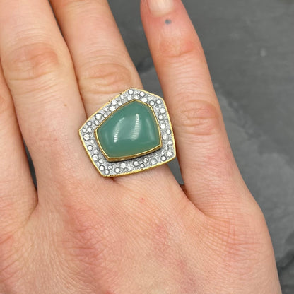 Chrysoprase and Diamond Cocktail Ring