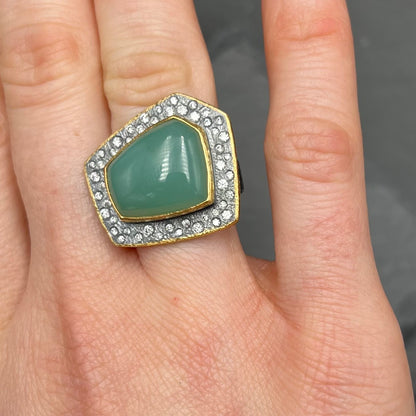 Chrysoprase and Diamond Cocktail Ring