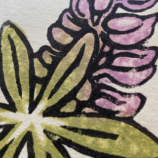 Lupine Flower Woodblock Print