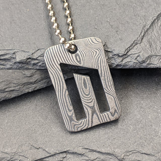Damascus Steel Rune Pendant - Uruz