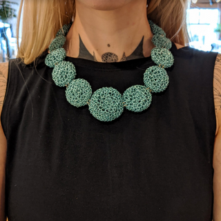 Teal Woven Sphere Necklace