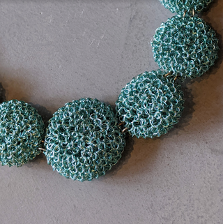 Teal Woven Sphere Necklace