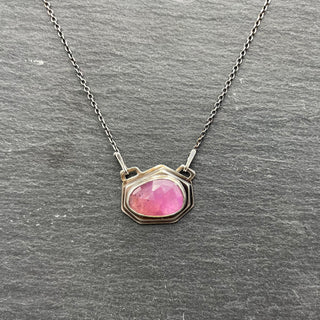Pink Sapphire Geometric Necklace