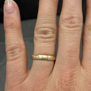 Hammered Gold Band with Diamonds