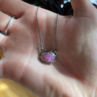 Pink Sapphire Geometric Necklace